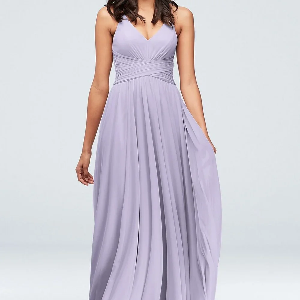 David's Bridal Bridesmaid Dress Marine Navy Blue Ruched Prom Wedding Size 0 Zero - Picture 2 of 16